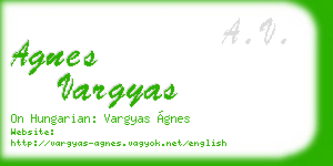 agnes vargyas business card